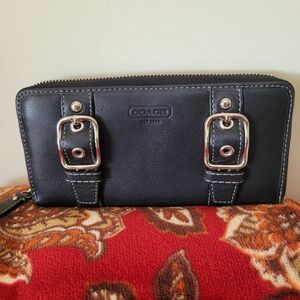 Coach Black Leather Vintage Long Wallet.
